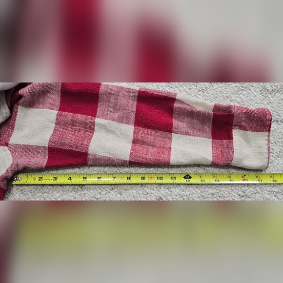 American Eagle Red Plaid Sherpa Hooded Button Up Womens Small - Picture 8 of 9